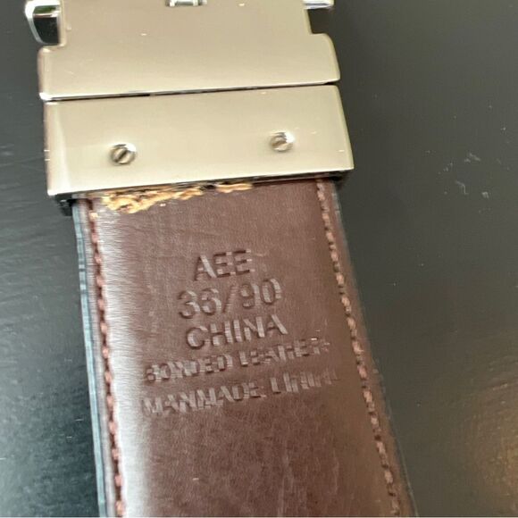 Kenneth Cole Reaction Belt Mens Brown Black Reversible Buckle Dress Size 36/90 - Picture 8 of 8